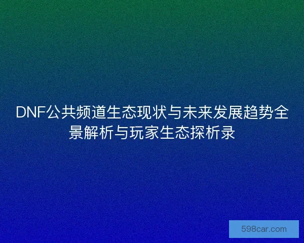 DNF公共频道生态现状与未来发展趋势全景解析与玩家生态探析录