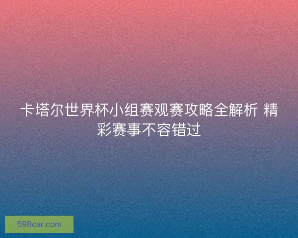 卡塔尔世界杯小组赛观赛攻略全解析 精彩赛事不容错过